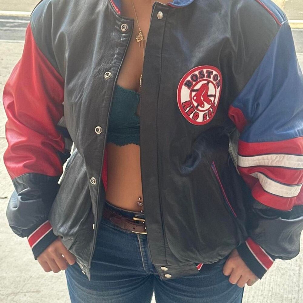 vintage leather reversible boston red sox jeff hamilton
